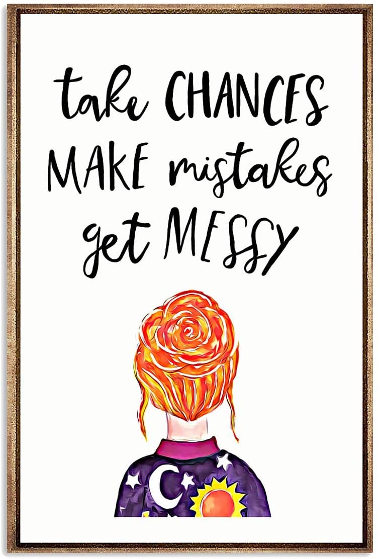 Thake Chance Make Mistake Get Messy Orange Red Head Girl Proud Quote Saying Vintage