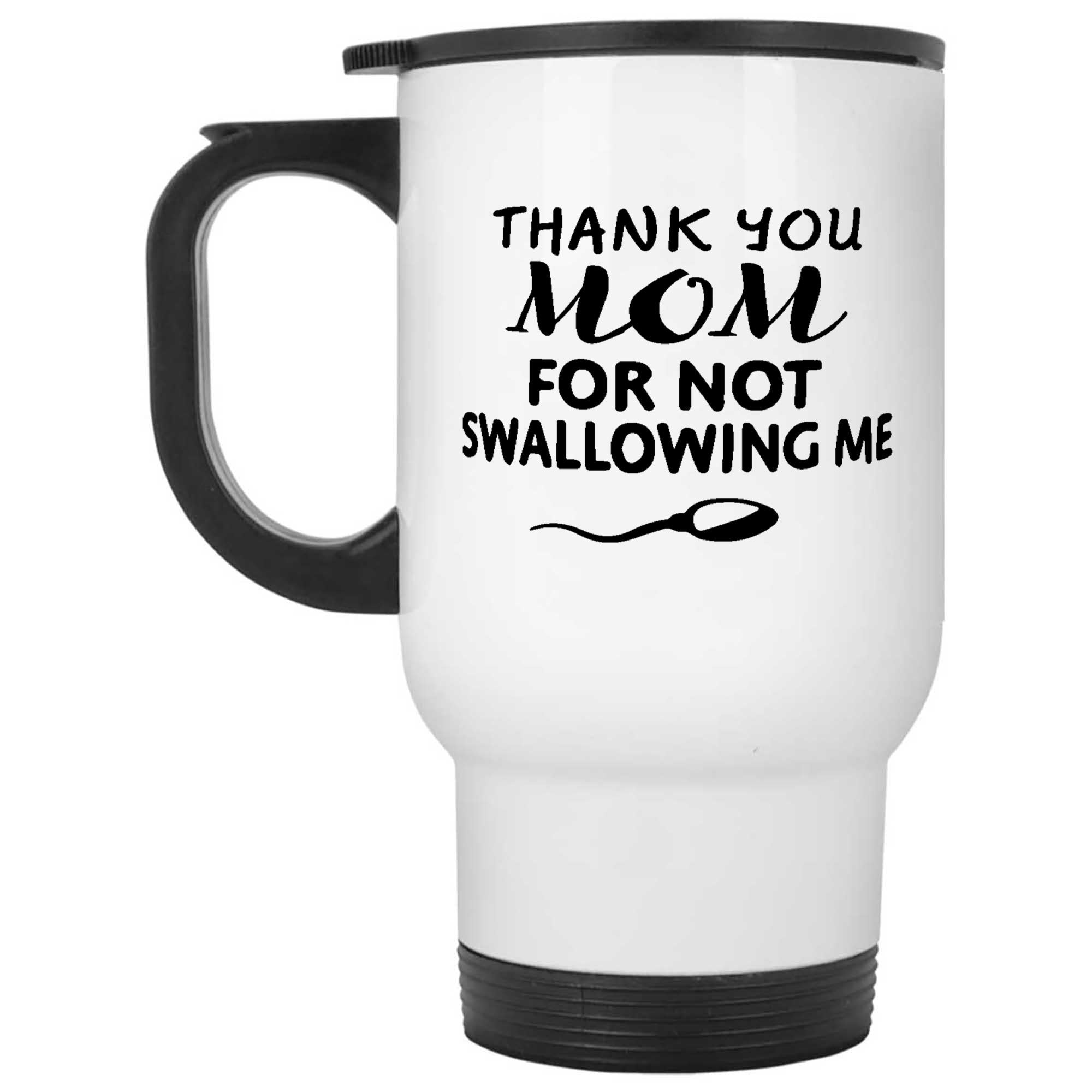 Skitongifts Funny Ceramic Novelty Coffee Mug Thank You Mom For Not Swallowing Me Funny Mother's Day M1dpAg4