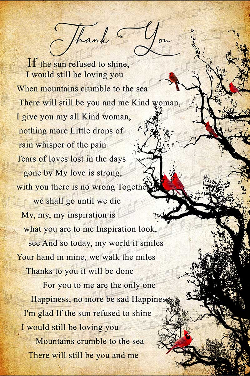 Skitongift Wall Decoration, Home Decor, Decoration Room Thank You Lyrics TTK2707