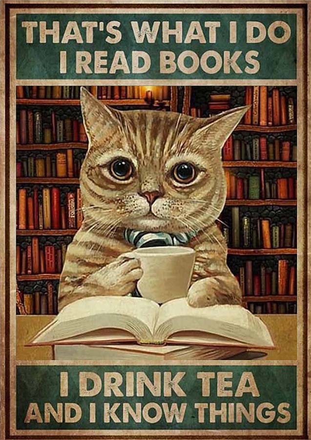 That's What I Do I Read Books I Drink Tea And I Know Things Funny Cat TT0609