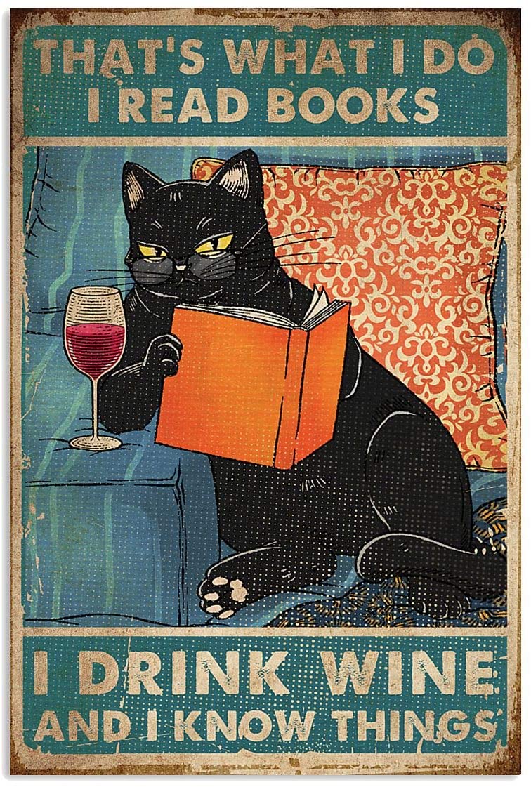 Thats What I Do Read Books Drink Wine Know Thins Black Cat Retro