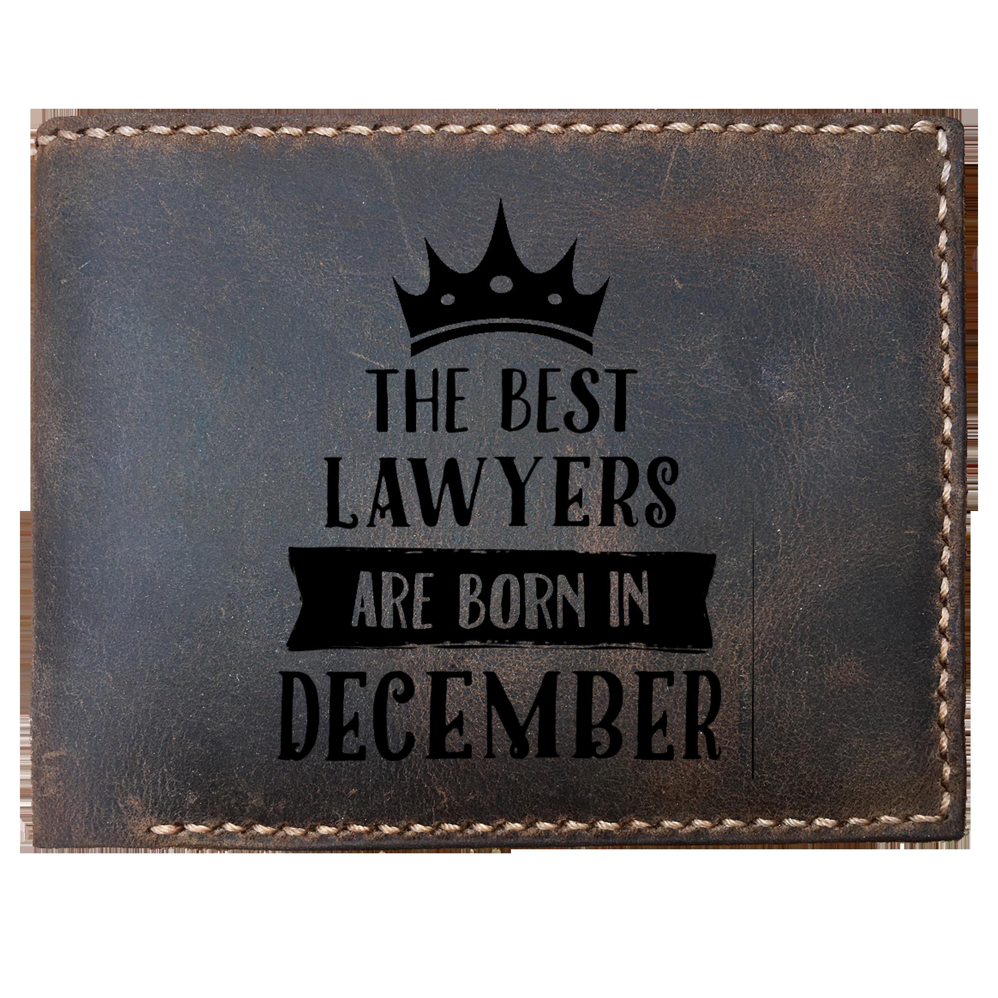 Skitongifts Funny Custom Laser Engraved Bifold Leather Wallet For Men, The Best Lawyers Are Born In Custom Month