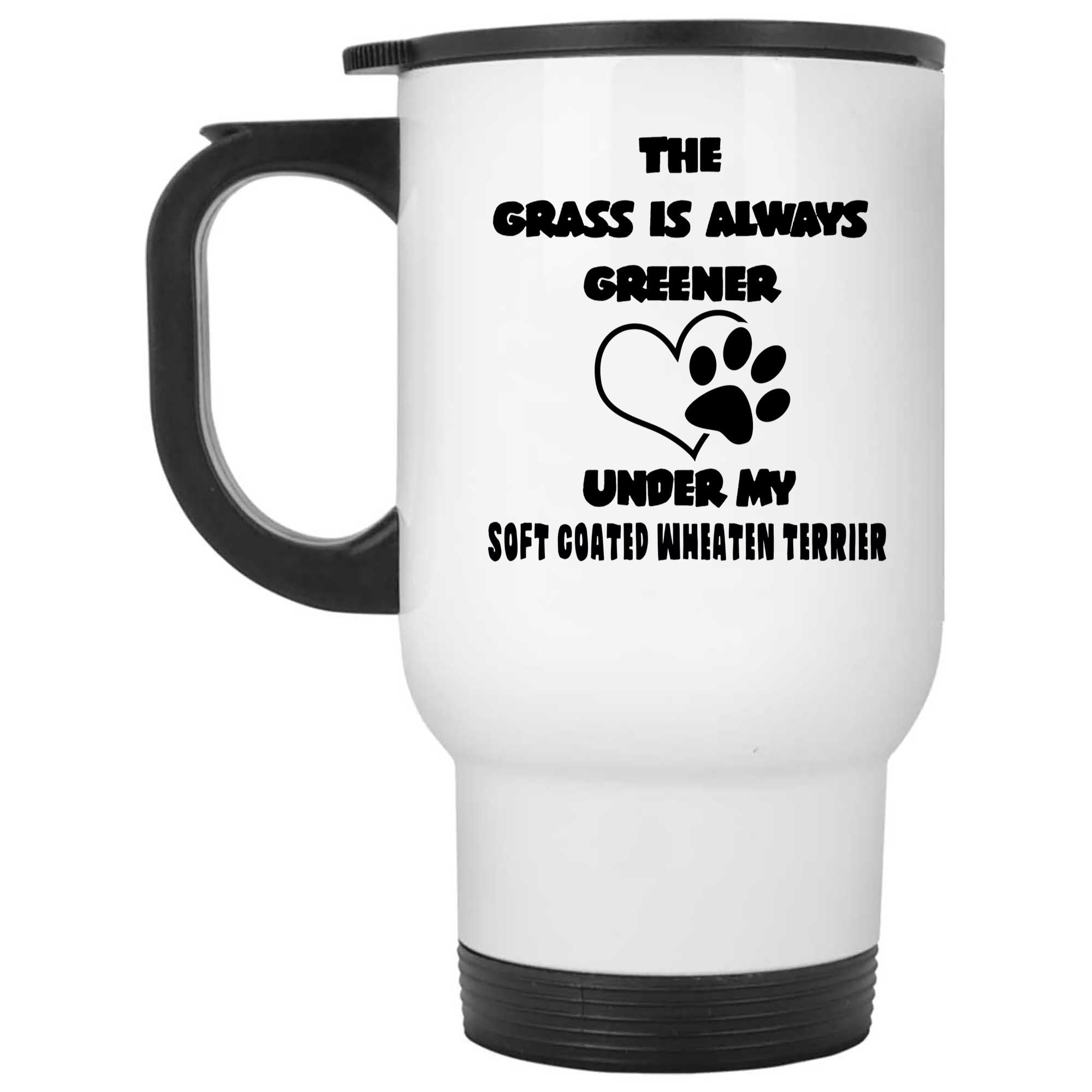 Skitons Funny Ceramic Novelty Coffee Mug The Grass Is Always Greener Under My Soft Coated Wheaten Terrier Dog Funny Sarcastic, Dog Lover Gff3Zo7