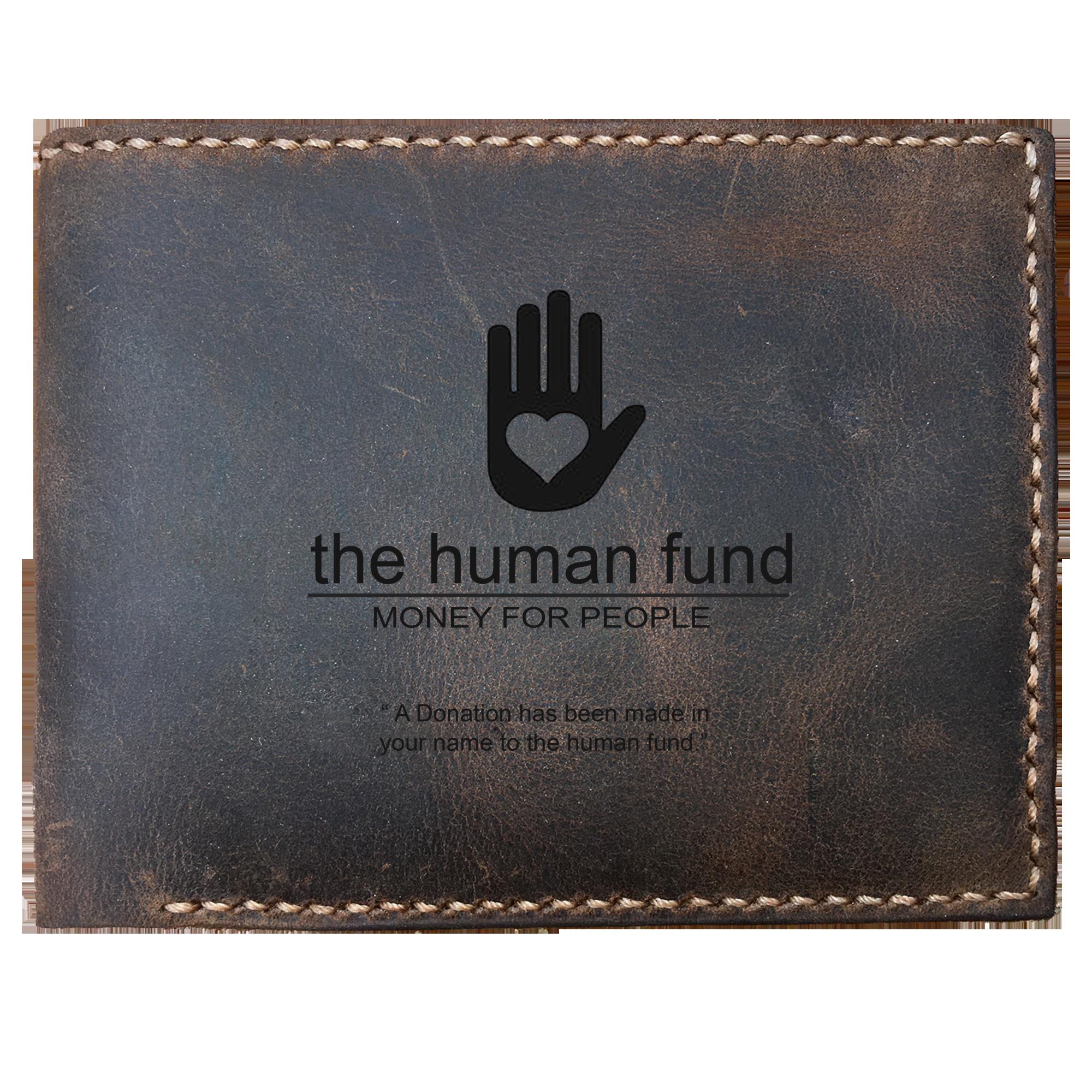 Skitongifts Funny Custom Laser Engraved Bifold Leather Wallet For Men, The Human Fund