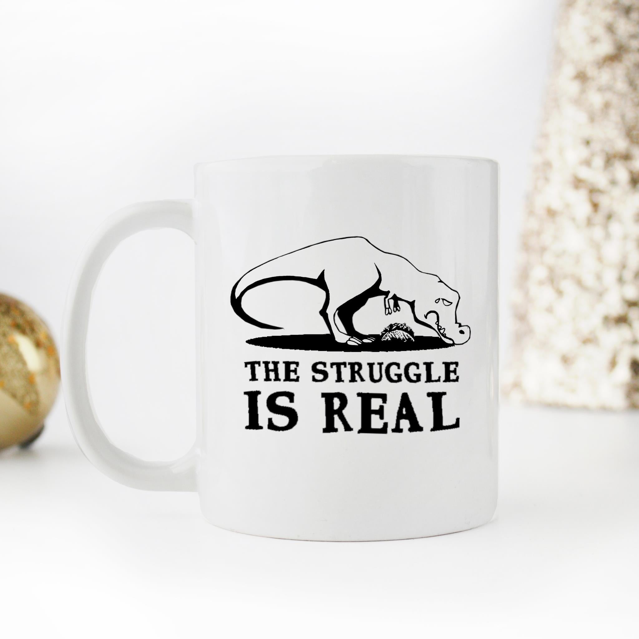 Skitongifts Funny Ceramic Novelty Coffee Mug The Struggle Is Real T-Rex Dinosaur Mexican Taco Food Lover H0bKB9L