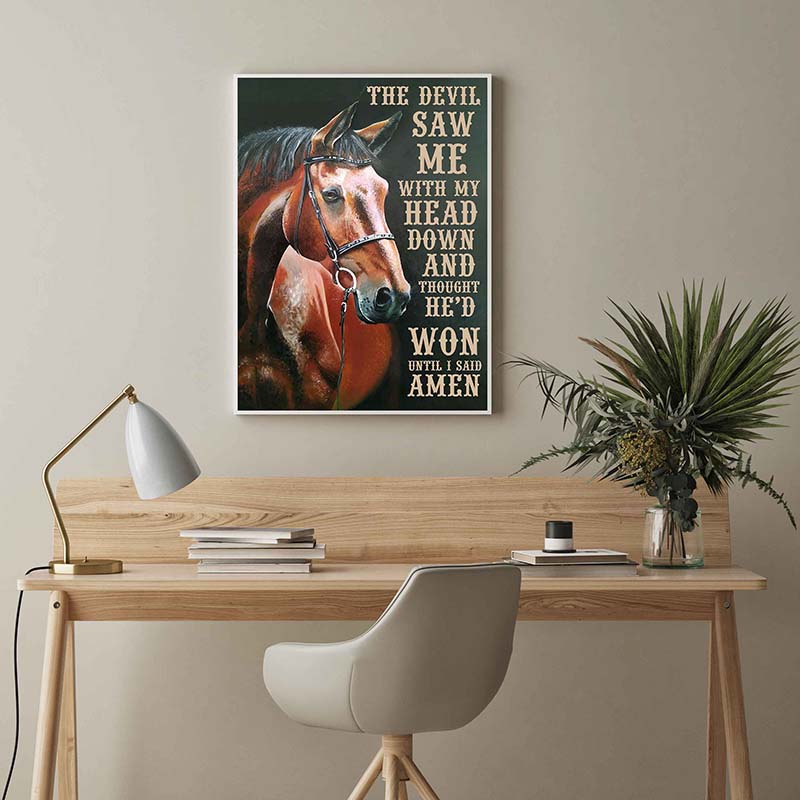 Skitongifts Wall Decoration, Home Decor, Decoration Room The Devil Saw Me With My Head Down And Thought He'd Won Until I Said Amen-TT2603