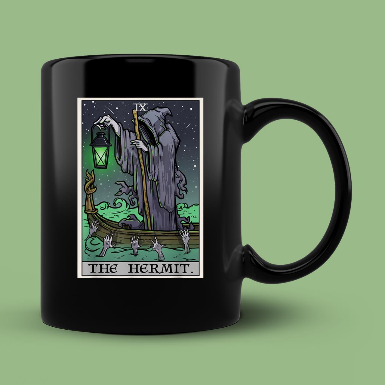 Skitongift Spooky Ceramic Novelty Coffee Mug The Hermit Tarot Card Gothic Halloween Mug