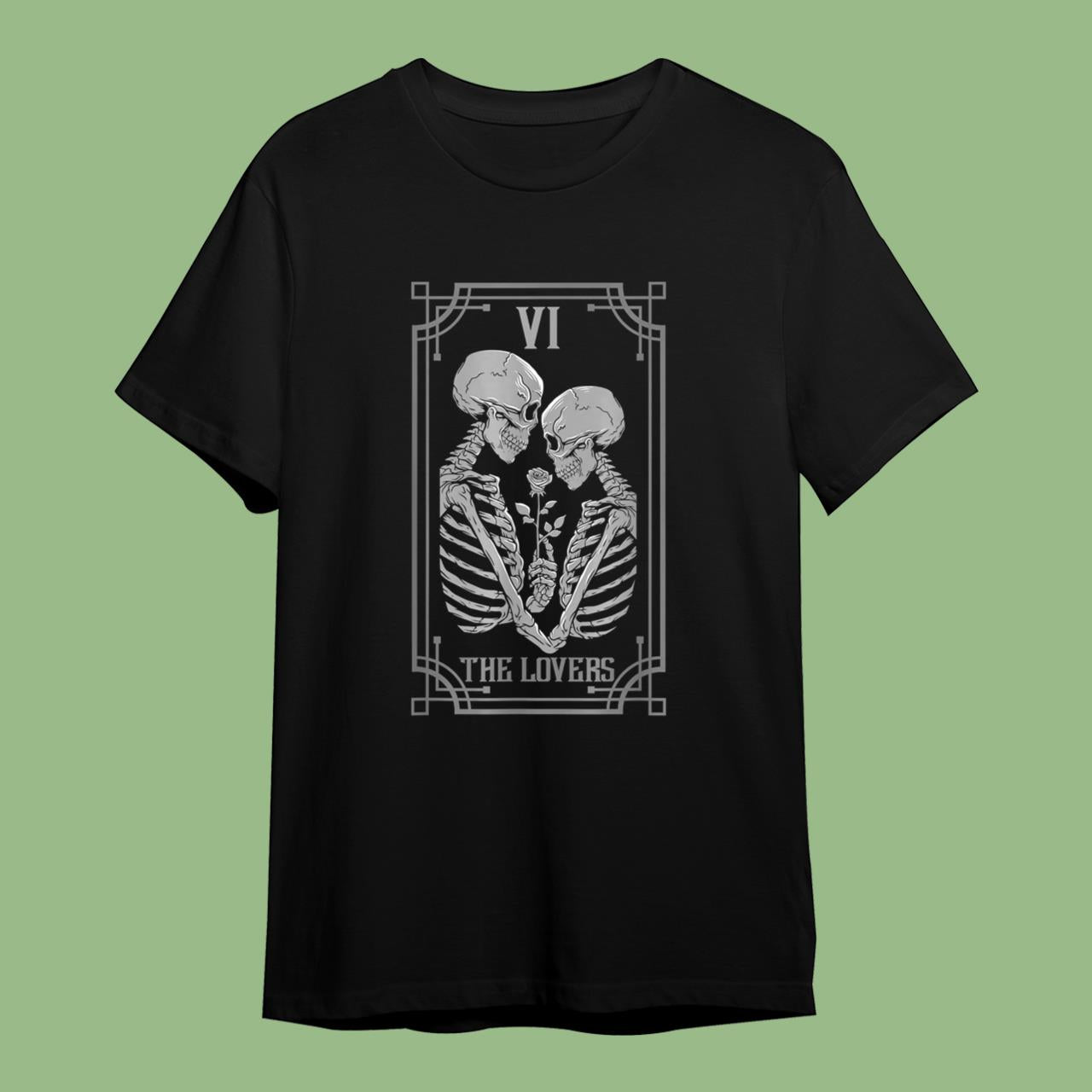 Skitongift The Lovers Tarot Card Occult Goth Halloween T-Shirt