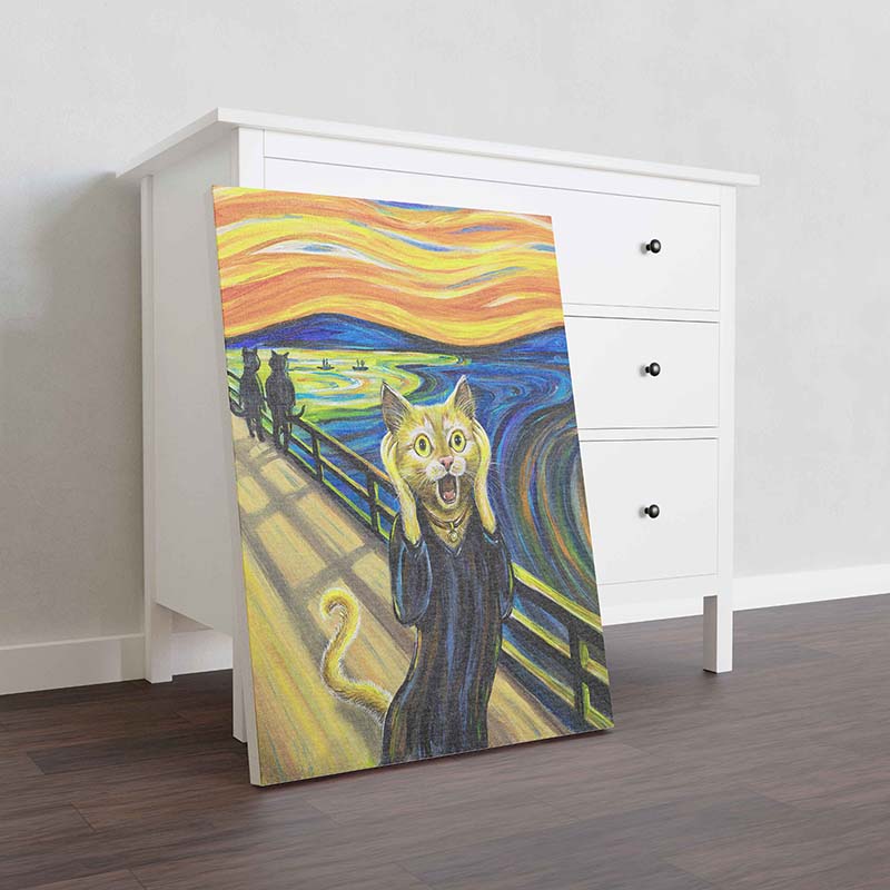 Skitongifts Wall Decoration, Home Decor, Decoration Room The Scream Cat Christmas for Cat Lover TT2209