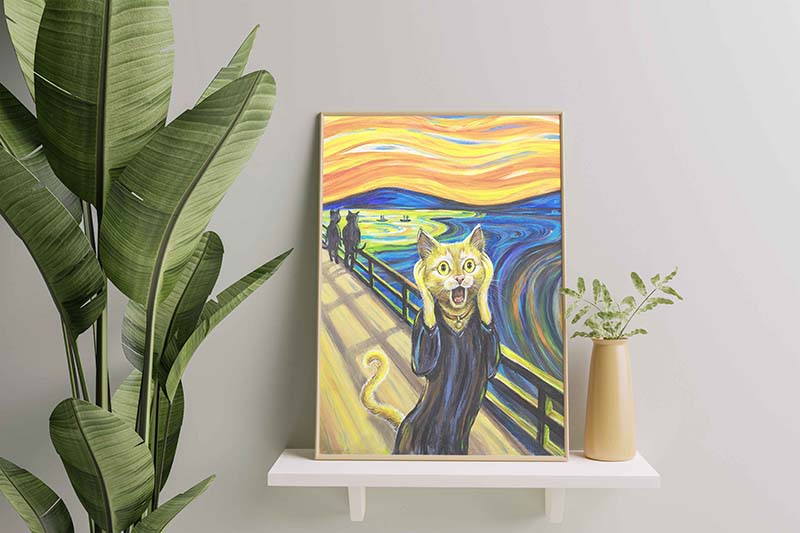 Skitongifts Wall Decoration, Home Decor, Decoration Room The Scream Cat Christmas for Cat Lover TT2209