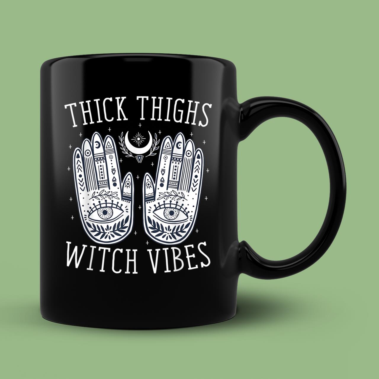 Skitongift Ceramic Novelty Coffee Mug Thick Thighs Witch Vibes Spooky Halloween Mug