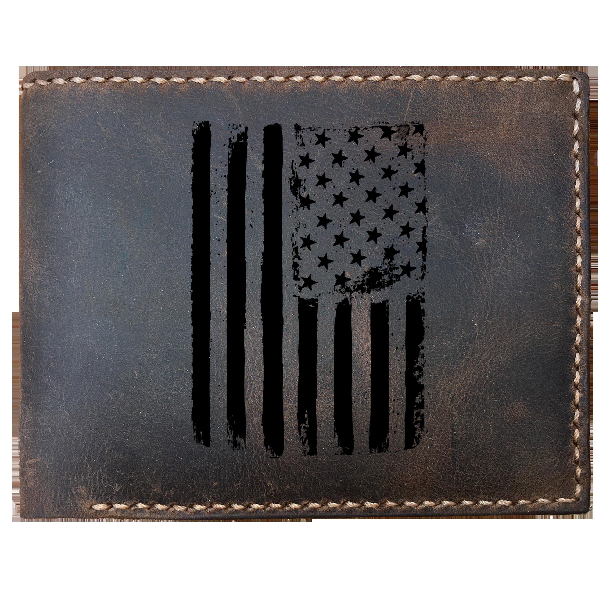 Skitongifts Funny Custom Laser Engraved Bifold Leather Wallet For Men, Thin Blue Line Uniques