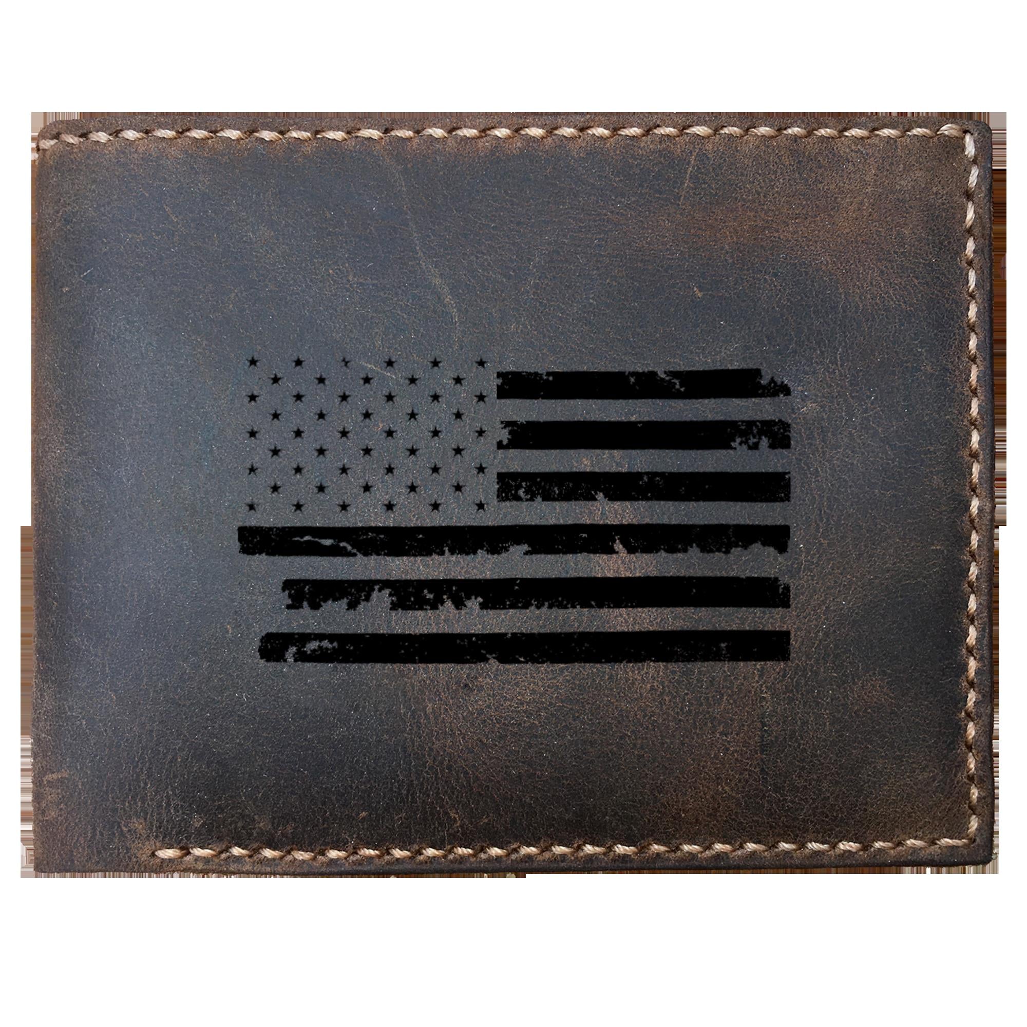 Skitongifts Funny Custom Laser Engraved Bifold Leather Wallet For Men, Thin Green Line Federal Agents Border Patrol Park Ranger