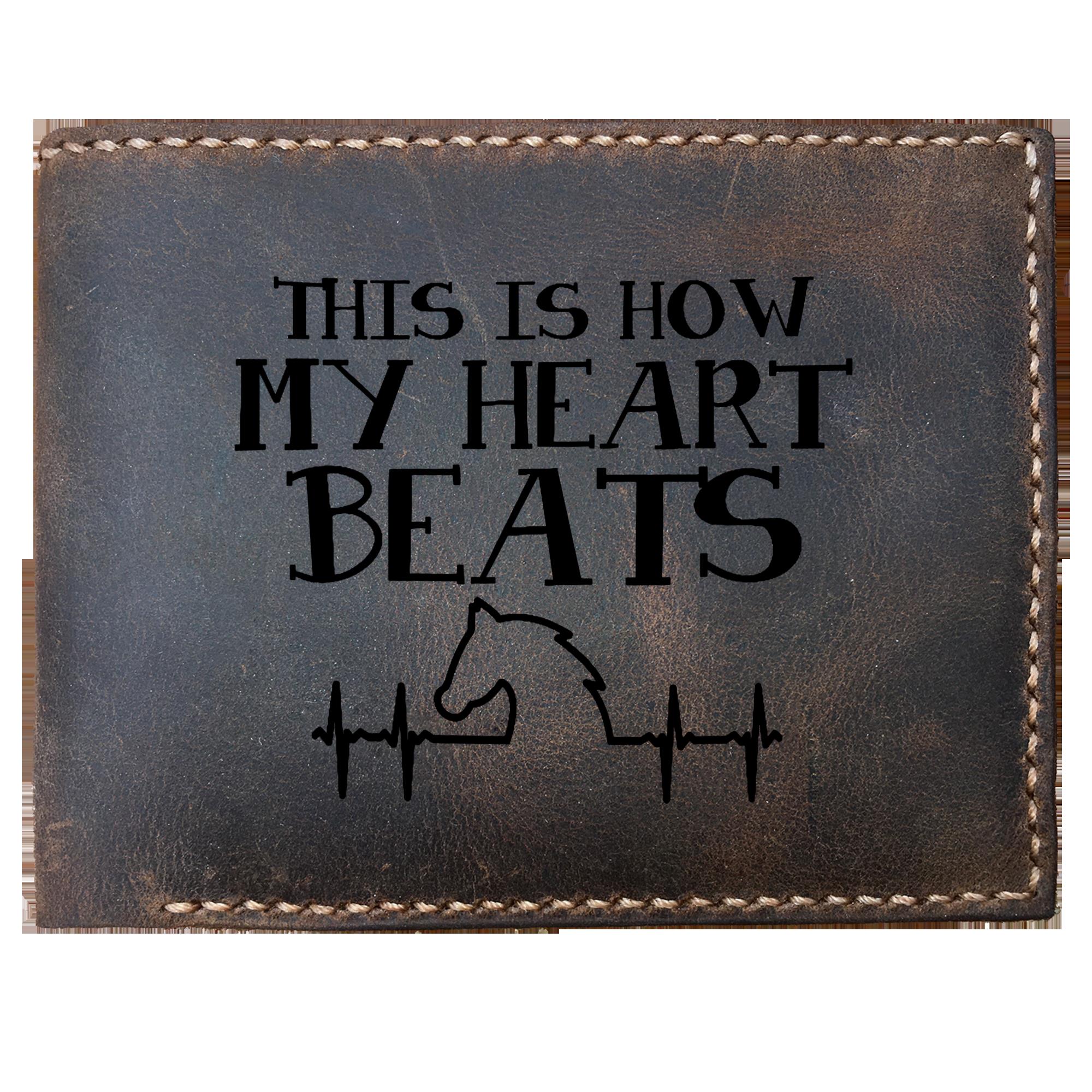 Skitongifts Funny Custom Laser Engraved Bifold Leather Wallet For Men, This Is How My Heart Beats