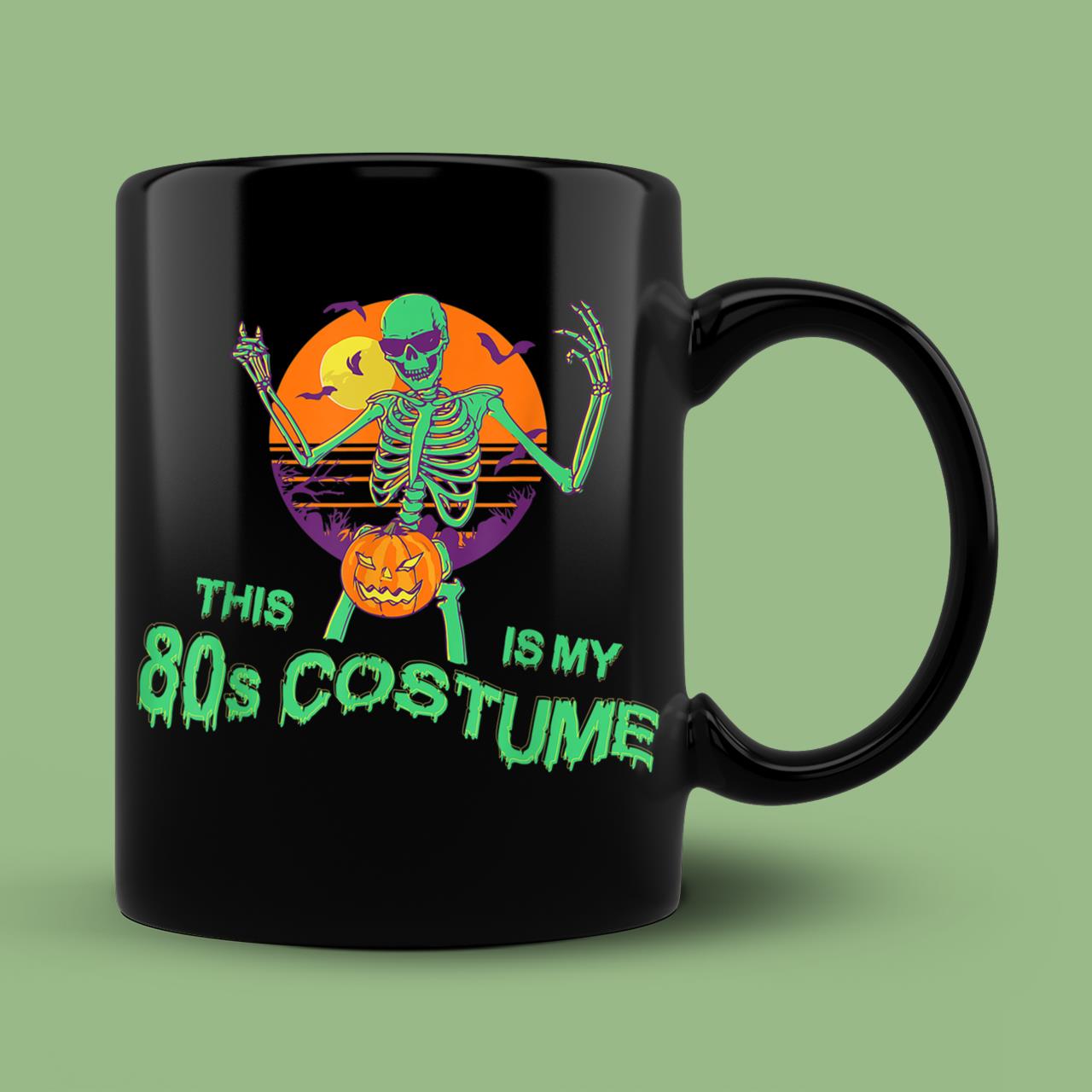 Skitongift Spooky Ceramic Novelty Coffee Mug This Is My 80’s Costume Halloween Skeleton Mug