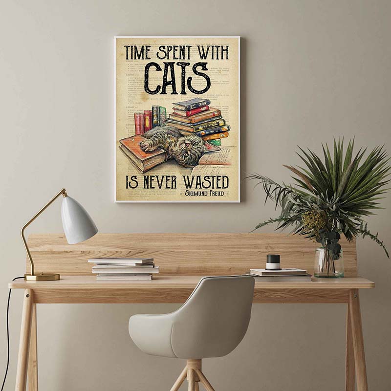 Skitongifts Wall Decoration, Home Decor, Decoration Room Time Spent With Cats Is Never Wasted-TT2903