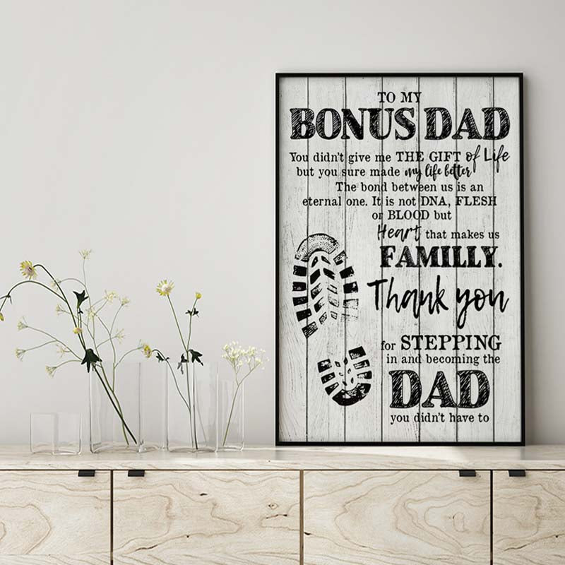 Skitongifts Wall Decoration, Home Decor, Decoration Room To My Bonus Dad The Bond Between Us is an Eternal One Men On-MH2109