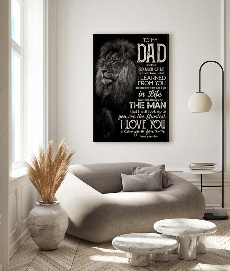 Skitongifts Wall Decoration, Home Decor, Decoration Room To My Dad So Much Of Me Is Made From What I Learned From You Love Your Son Lion Home-MH2309