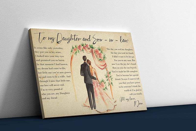 Skitongifts Wall Decoration, Home Decor, Decoration Room From Mom To My Daughter And Son-In-Law-TT1410