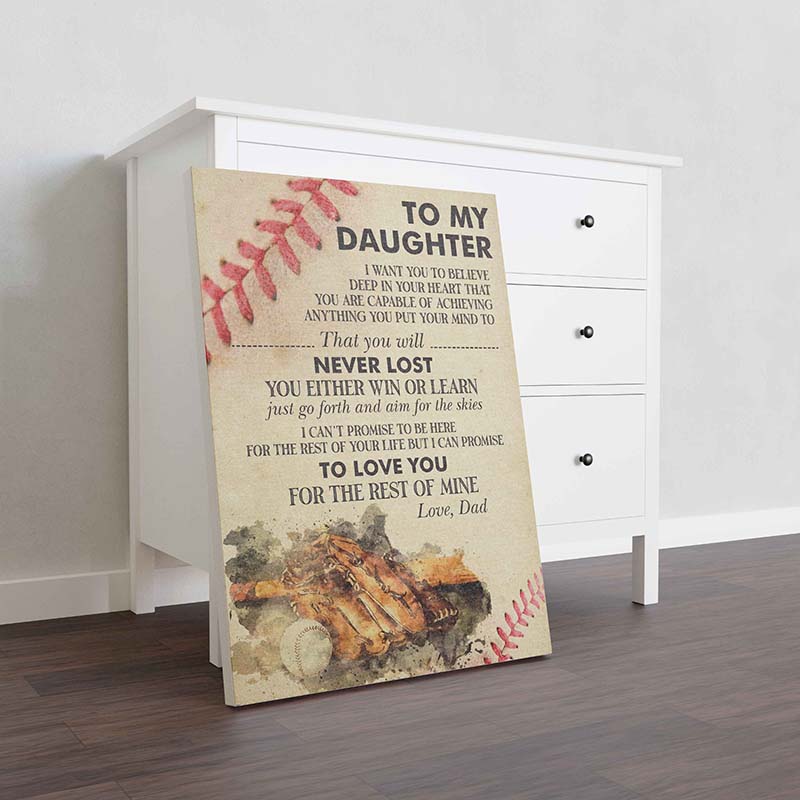Skitongifts Wall Decoration, Home Decor, Decoration Room To My Daughter Never Lose You Either Win Or Learn Love Dad-TT2001