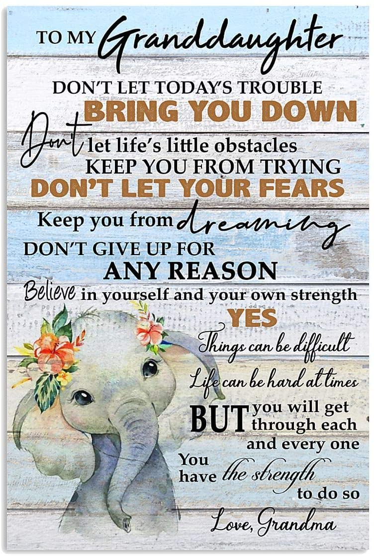 To My Granddaughter From Grandma Once Upon A Time 1 Elephant Family Love Letter Quote