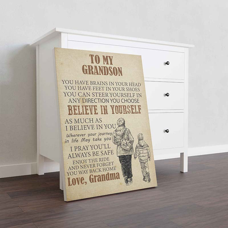 Skitongifts Wall Decoration, Home Decor, Decoration Room To My Grandson You Have Brains In Your Head-TT2110