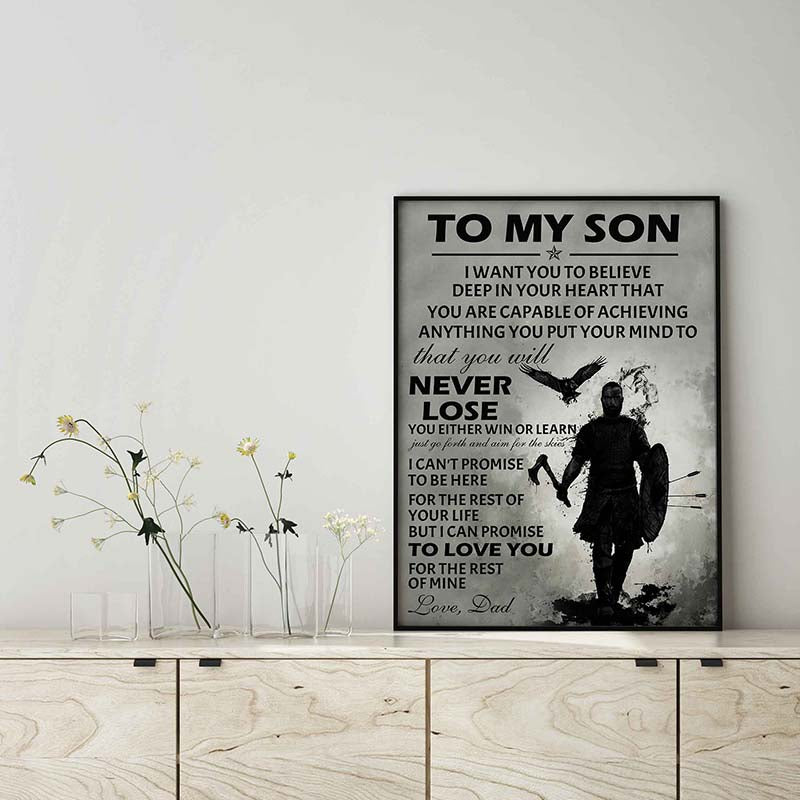 Skitongifts Wall Decoration, Home Decor, Decoration Room To My Son I Want You To Belive That You'll Never Lose You Either Win Or Learn Love Dad TT1103
