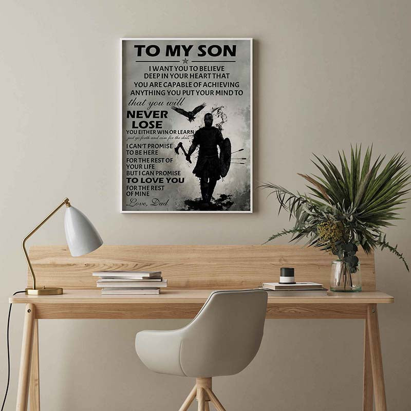 Skitongifts Wall Decoration, Home Decor, Decoration Room To My Son I Want You To Belive That You'll Never Lose You Either Win Or Learn Love Dad TT1103