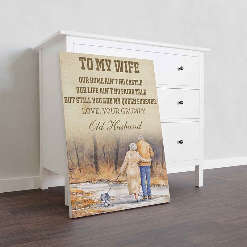 Skitongifts Wall Decoration, Home Decor, Decoration Room To My Wife Our Home Ain't No Castle-TT0311