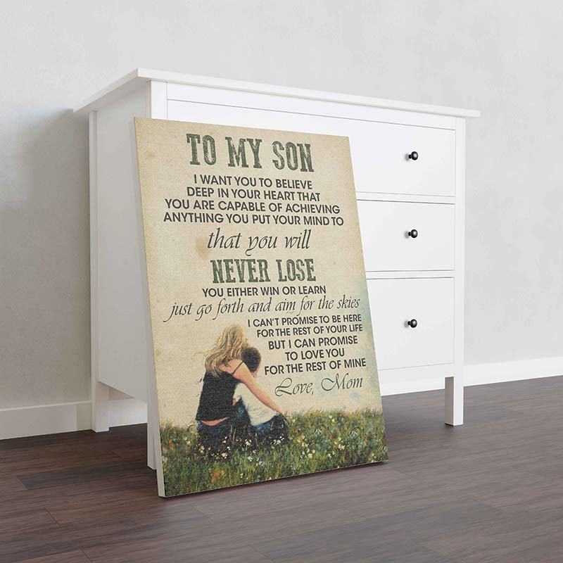 Skitongifts Wall Decoration, Home Decor, Decoration Room To My Son I Want You To Believe Deep In Your Heart-TT1011