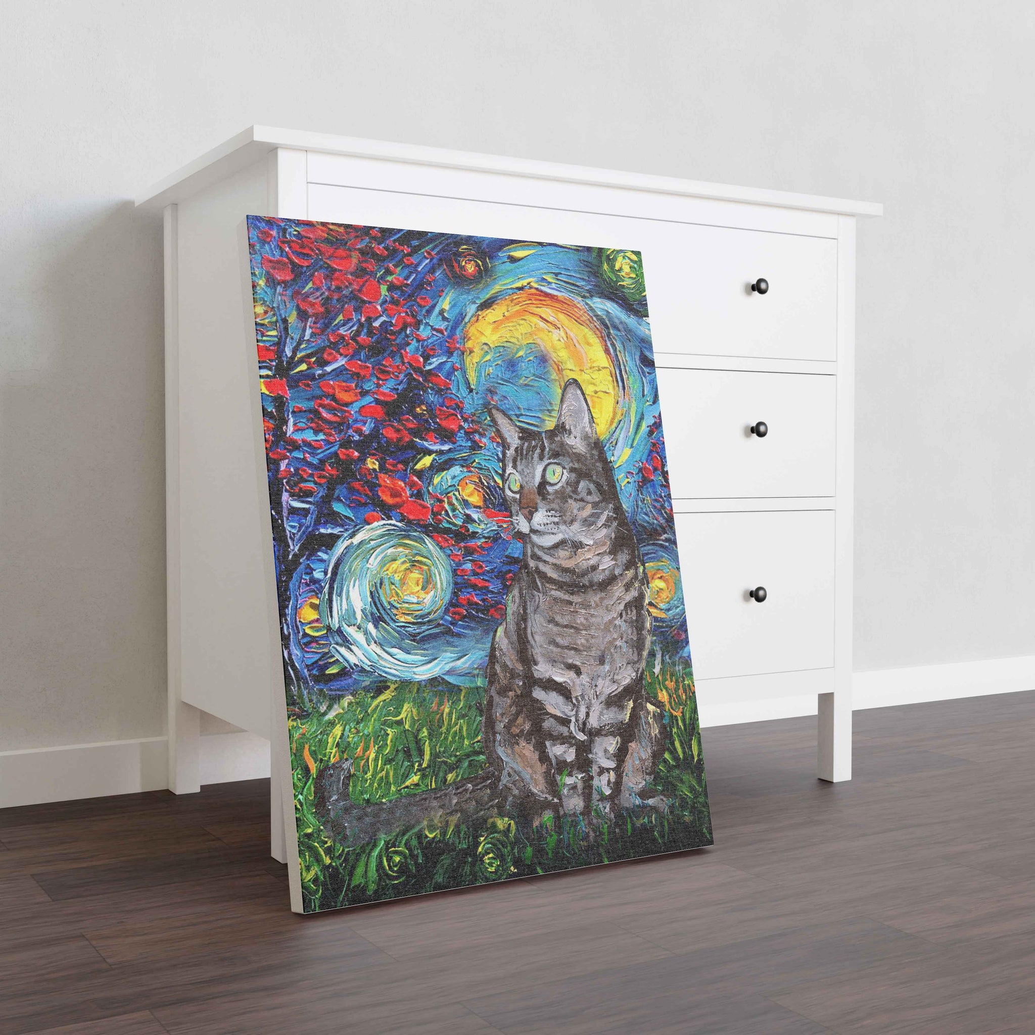 Skitongifts Poster No Frame, Wall Art, Home Decor Tortoiseshell Cat Starry Night Style Halloween-TT1008