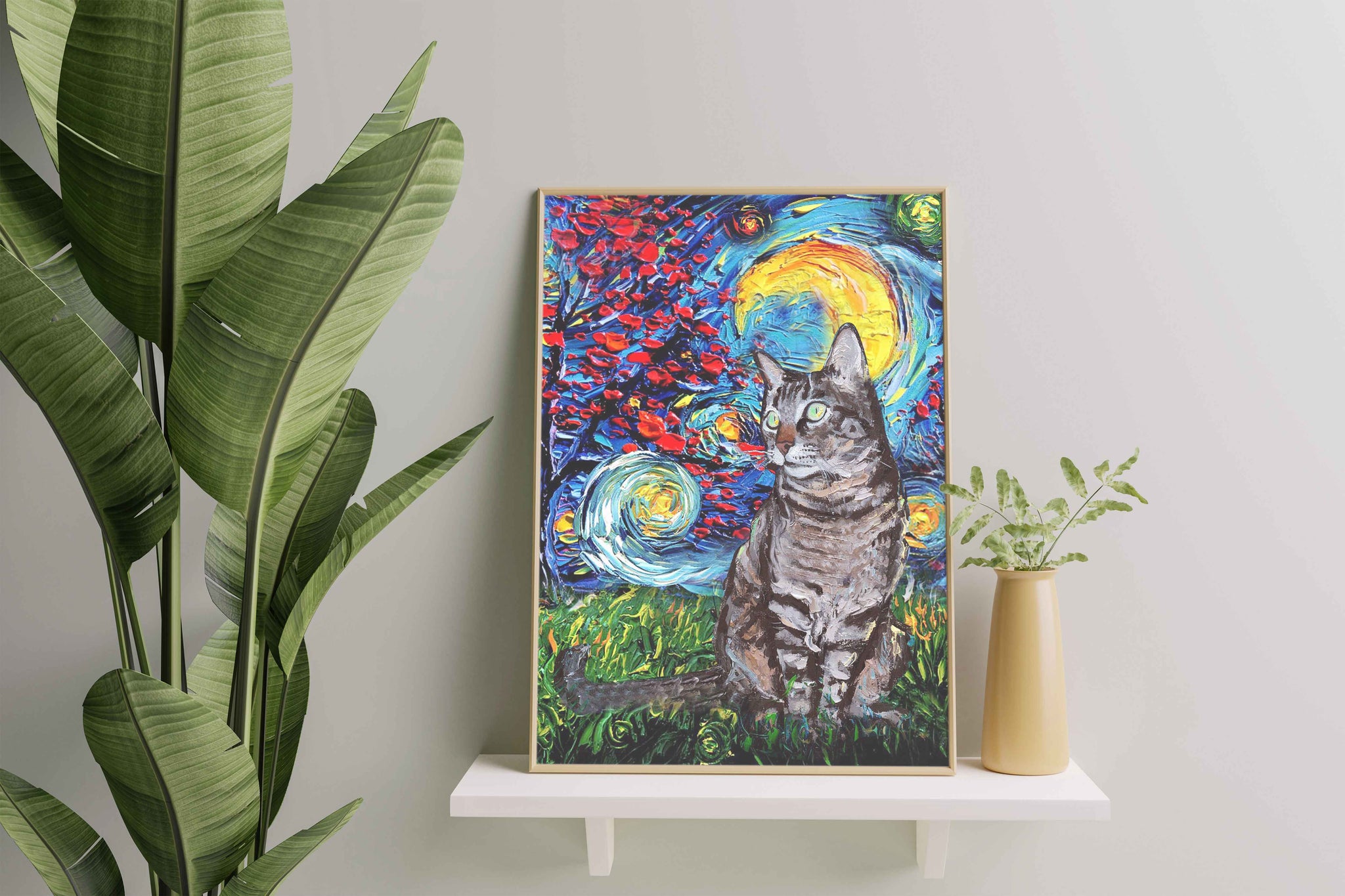 Skitongifts Poster No Frame, Wall Art, Home Decor Tortoiseshell Cat Starry Night Style Halloween-TT1008