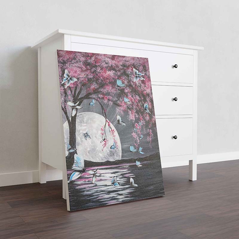 Skitongifts Wall Decoration, Home Decor, Decoration Room Tree with butterflies under moonlight-TT3012