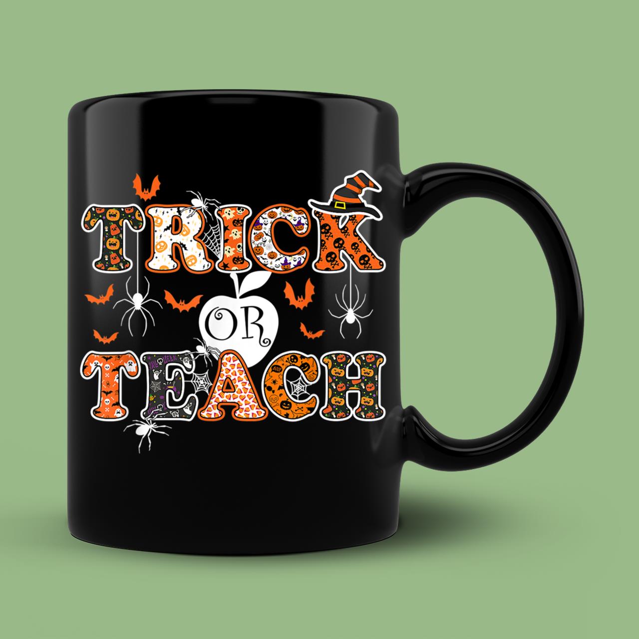 Skitongift Ceramic Novelty Coffee Mug Trick Or Teach Funny Teacher Spooky Halloween Gifts Mug