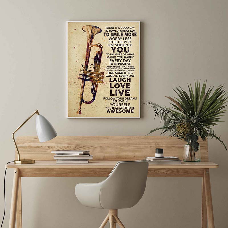 Skitongifts Wall Decoration, Home Decor, Decoration Room Trombone Today is Good Day to Have A Great Day to Smile More Worry-TT3103