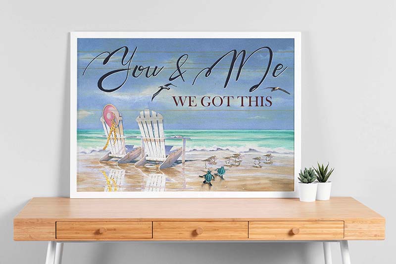 Turtle You And Me We Got This Sunset Beach Sea Seagulls TT1109