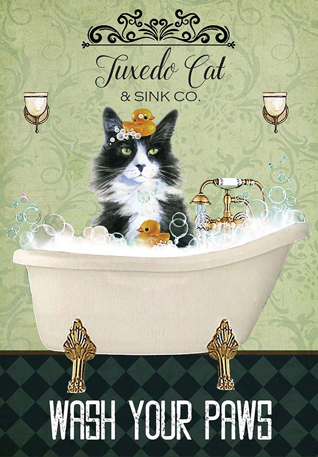 Tuxedo Cat In Bathtub Bath Soap Established Wash Your Paws TT0909