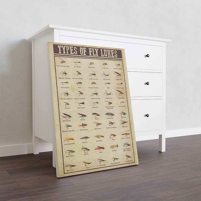 Skitongifts Wall Decoration, Home Decor, Decoration Room Types of Fly Lures Fishing-TT1410