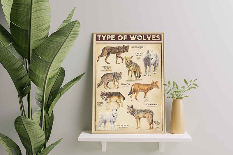 Skitongifts Wall Decoration, Home Decor, Decoration Room Types of Wolves Vertical Wolf Satin Portrait Home-TT0710
