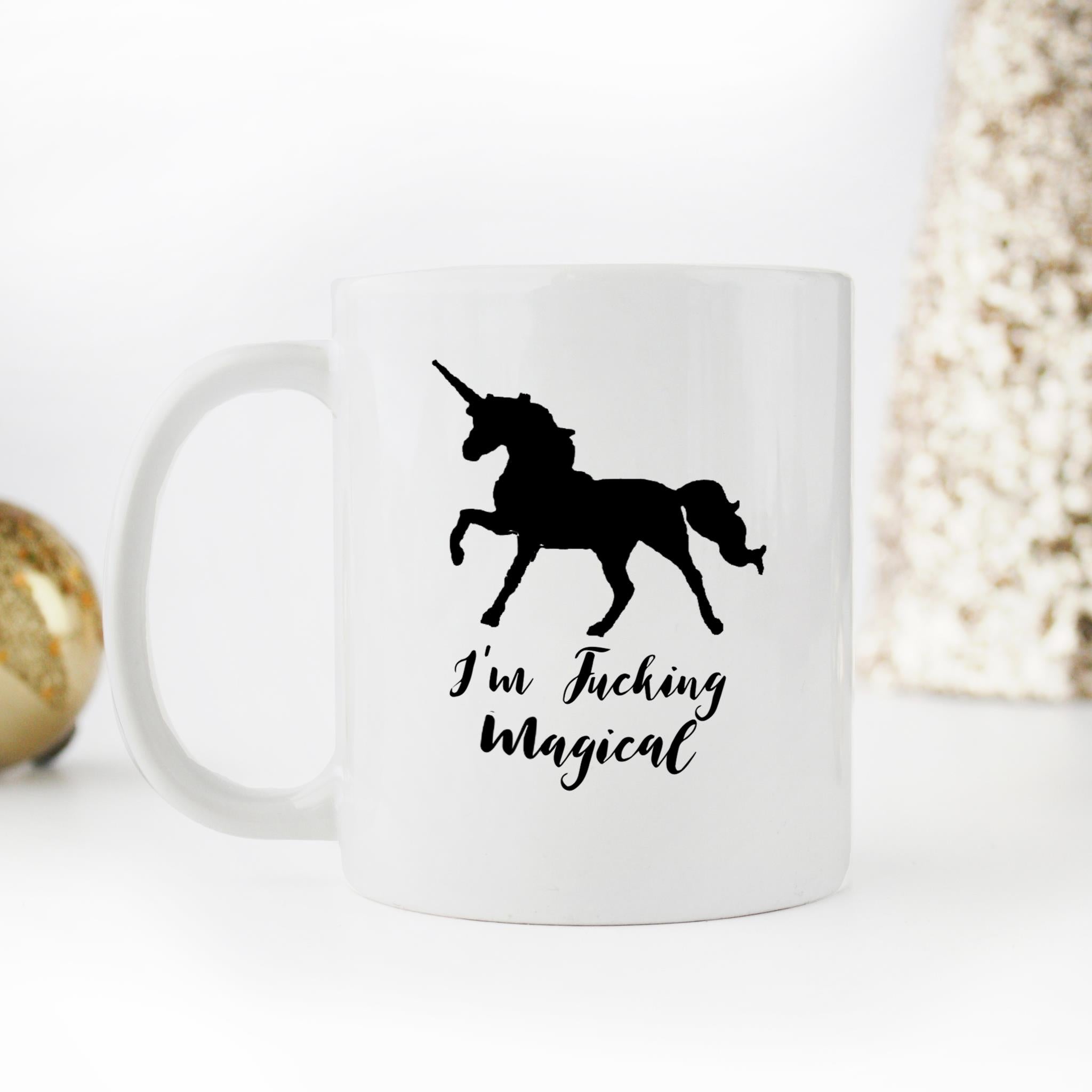 Skitongifts Funny Ceramic Novelty Coffee Mug Unicorn I'm Fucking Magical cTiyxDP