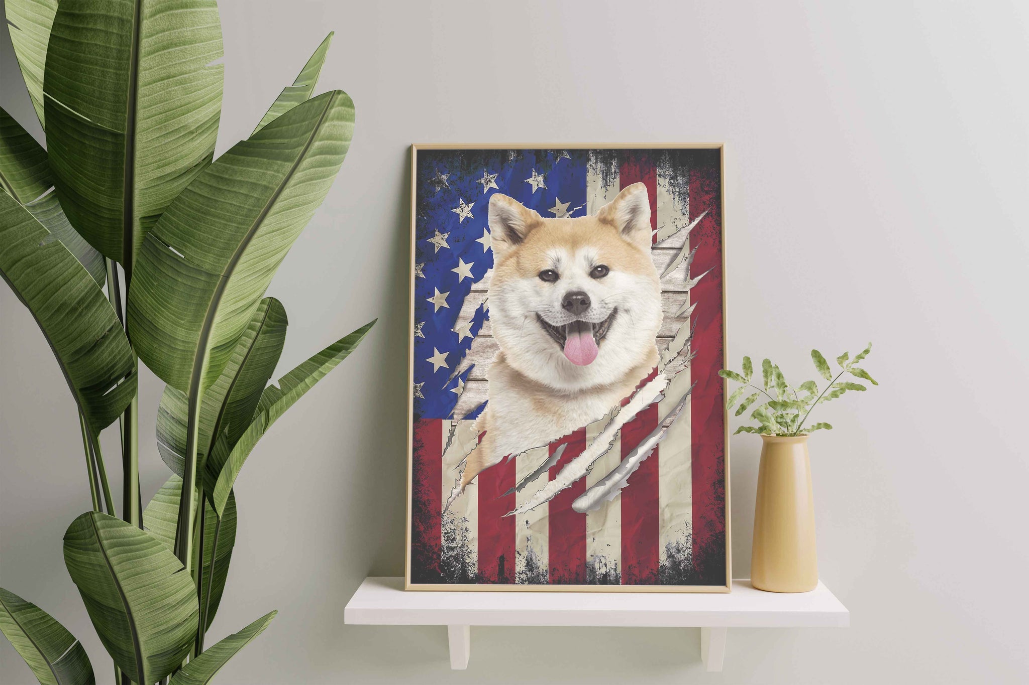 Unique Akita Dog American Flag For Birthday Xmas Independence Day Akita Dog American Flag-TT2801