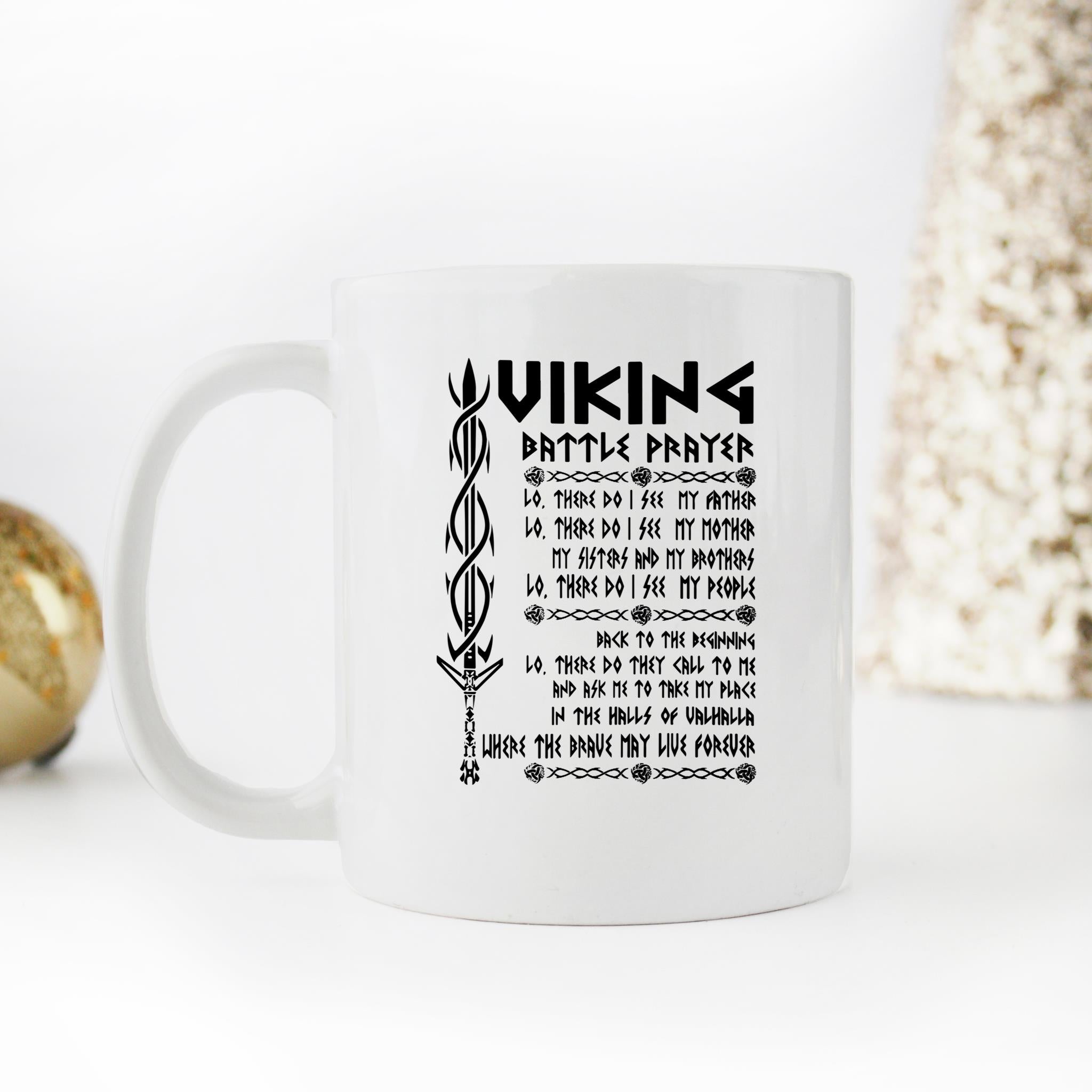 Skitongifts Funny Ceramic Novelty Coffee Mug Viking Battle Prayer Valhalla Glory L4rLBDi