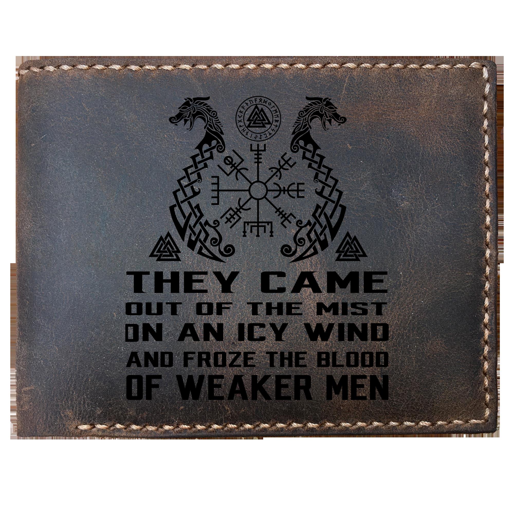 Skitongifts Funny Custom Laser Engraved Bifold Leather Wallet For Men, Viking Viking Horn