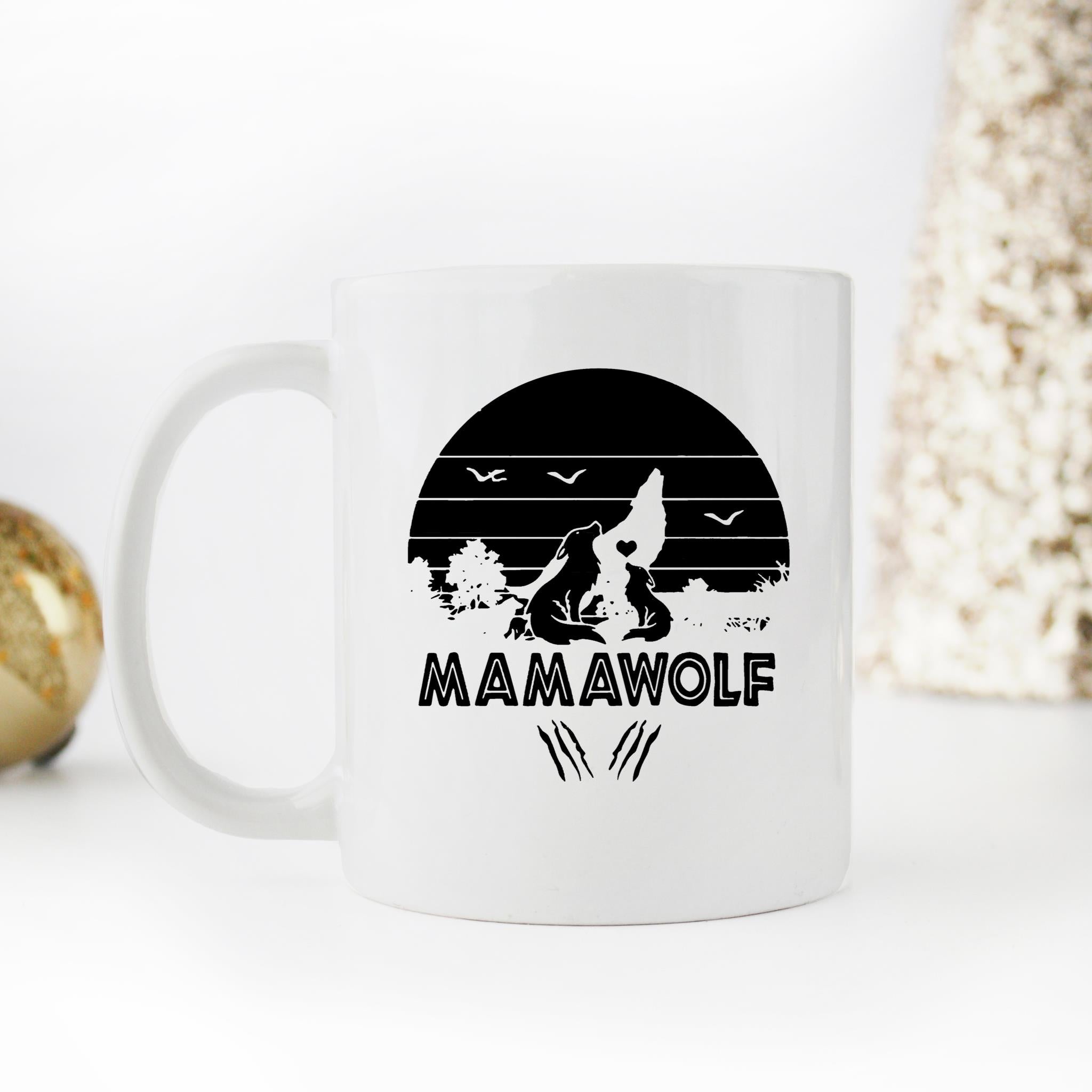 Skitongifts Funny Ceramic Novelty Coffee Mug Vintage Mamawolf Funny Wolf Mama n6d0X6i