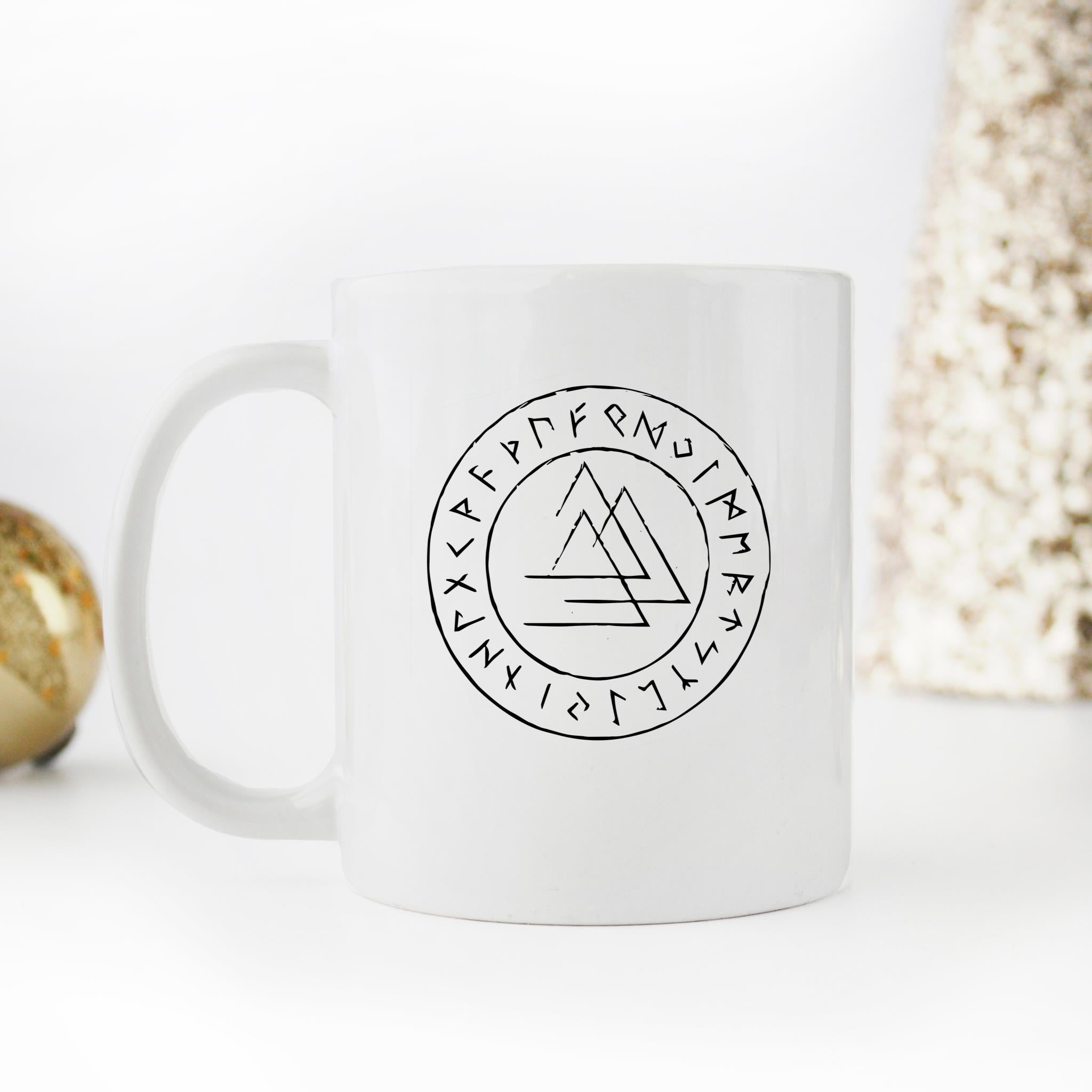 Skitongifts Funny Ceramic Novelty Coffee Mug Vintage Viking Rune Symbol Distressed Retro Valknut sCcJYa4