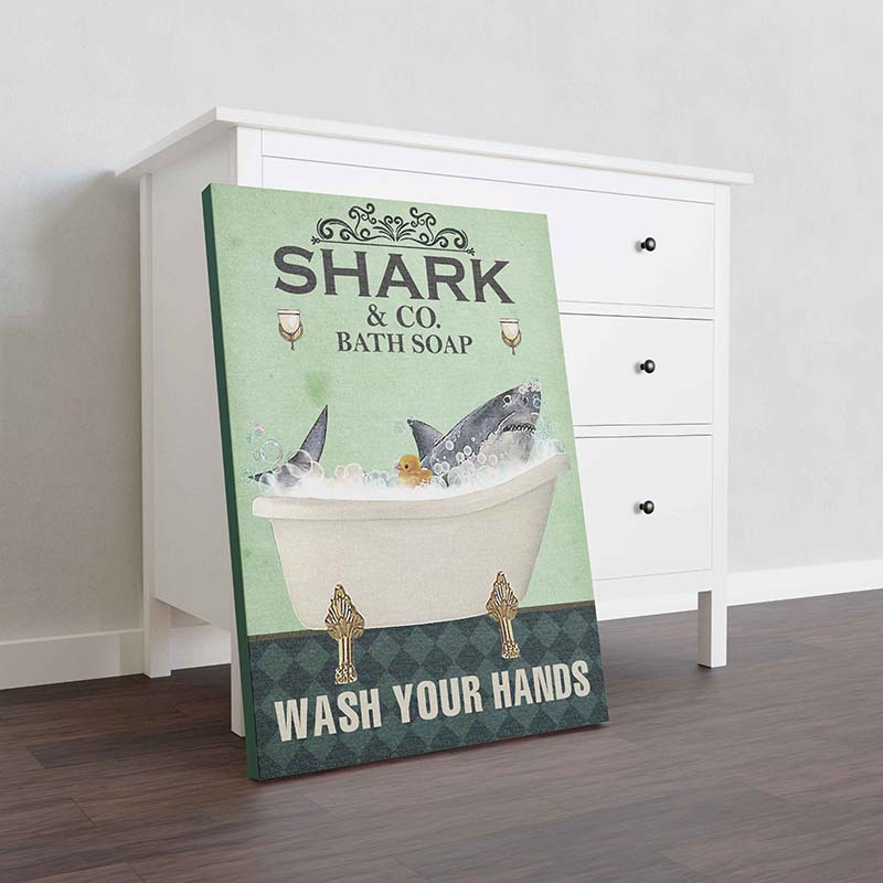 Wall Decoration, Home Decor, Decoration Room Vintage Bath Soap Established Wash Your Fins Shark-TT2411