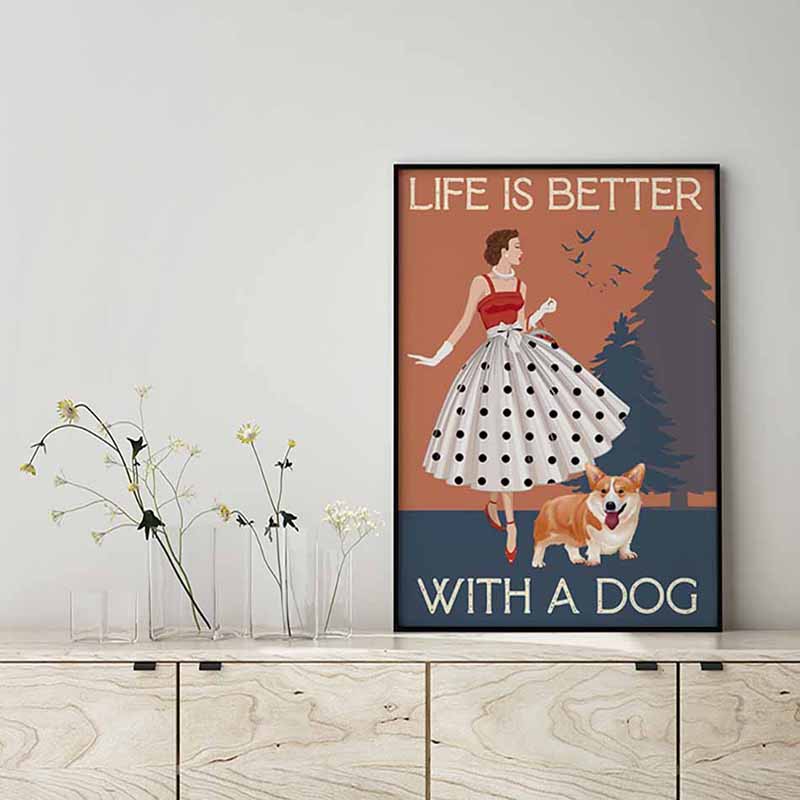 Vintage Girl Life Is Better With a Dog MH1109