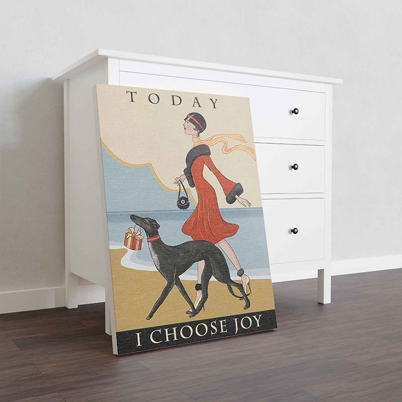 Skitongifts Wall Decoration, Home Decor, Decoration Room Vintage Girl Today I Choose Joy Irish Wolfhound Dog TT2109