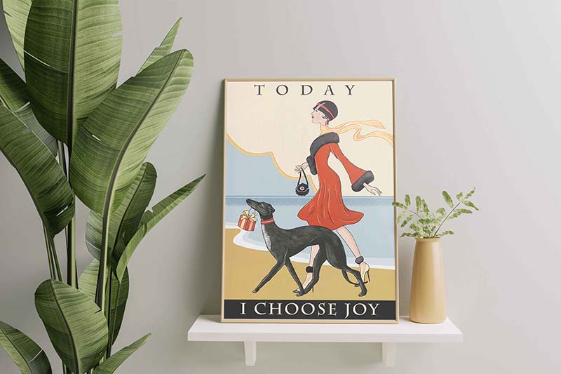 Skitongifts Wall Decoration, Home Decor, Decoration Room Vintage Girl Today I Choose Joy Irish Wolfhound Dog TT2109