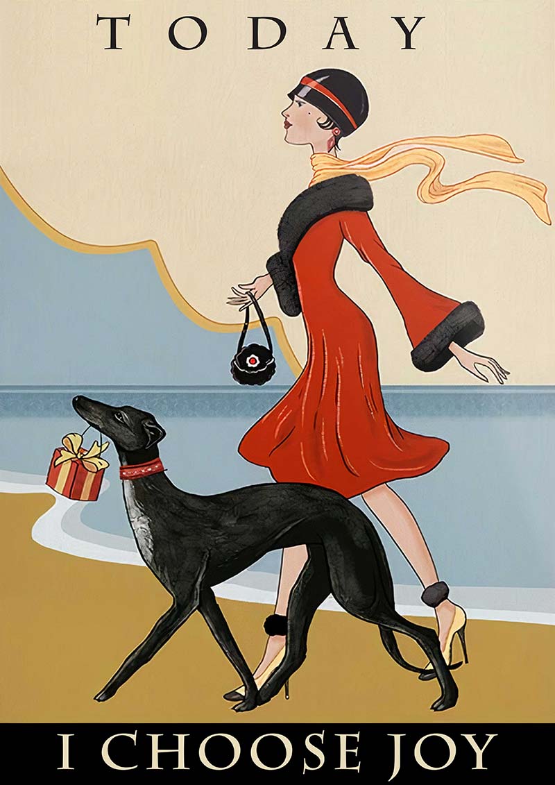 Vintage Girl Today I Choose Joy Irish Wolfhound Dog TT2109